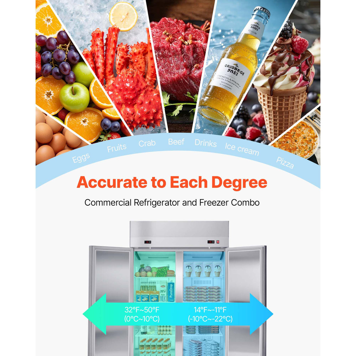 Commercial Refrigerator-Freezer Combo with Independent Controls