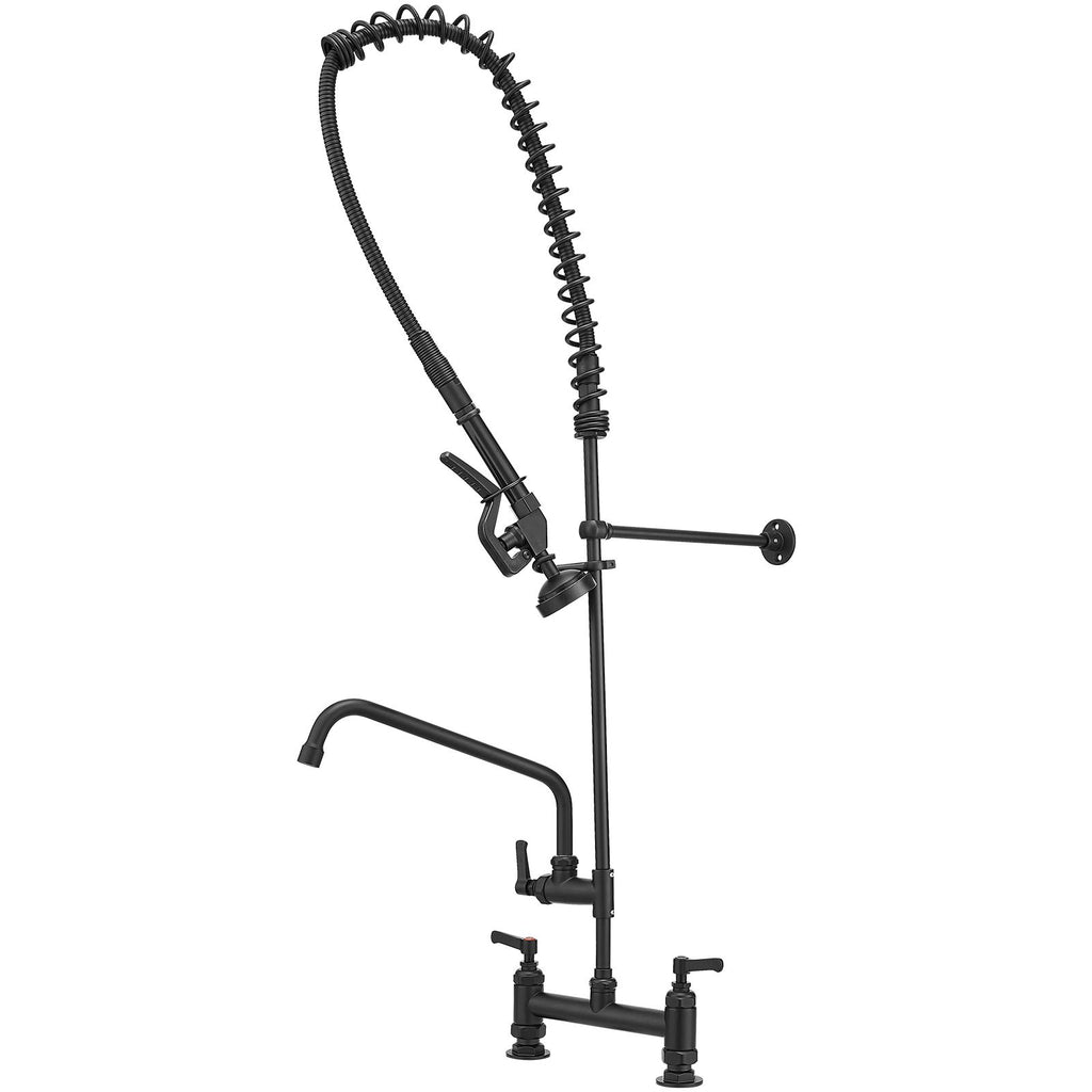 Commercial Wall Mount Pre-Rinse Kitchen Faucet with Dual Handles