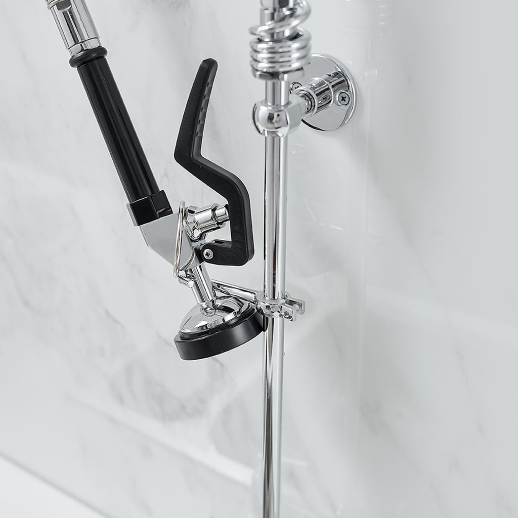 Commercial Wall-Mount Pre-Rinse Faucet with Pull-Down Sprayer