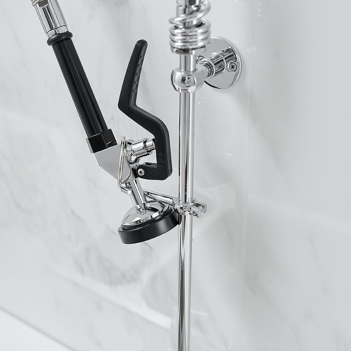 Commercial Wall-Mount Pre-Rinse Faucet with Pull-Down Sprayer