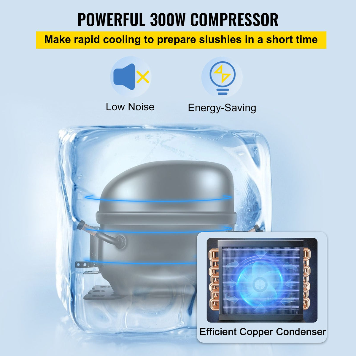 Commercial Slushy Machine 6L 25 Cups Single-Bowl 300W Stainless Steel