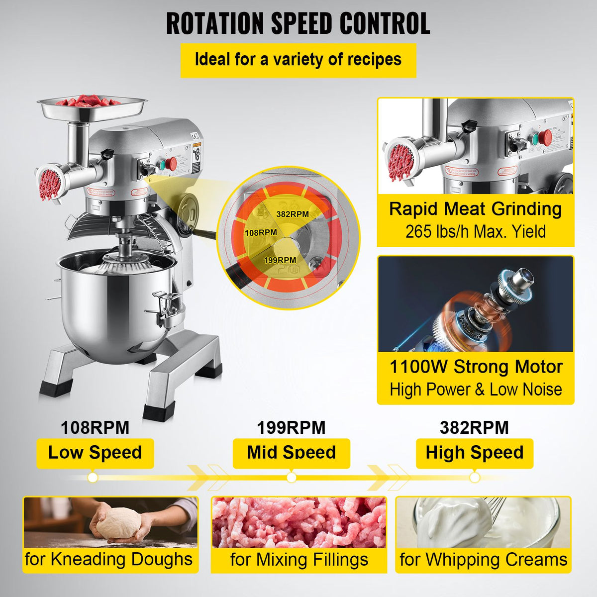 Commercial Stand Mixer and Meat Grinder