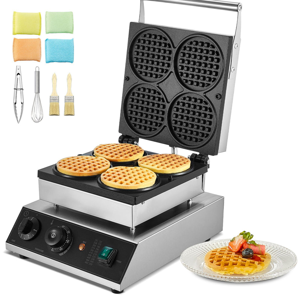 Commercial Waffle Maker with Adjustable Temperature and Even Heating