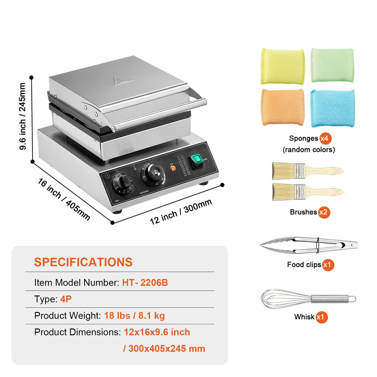 Commercial Waffle Maker with Adjustable Temperature and Even Heating