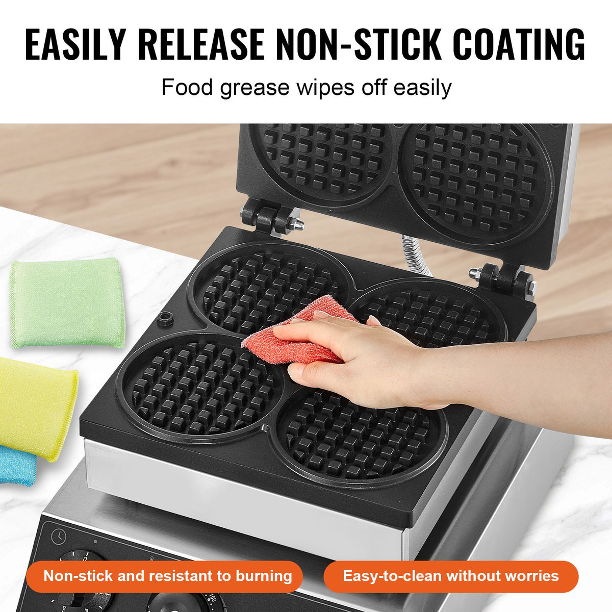 Commercial Waffle Maker with Adjustable Temperature and Even Heating