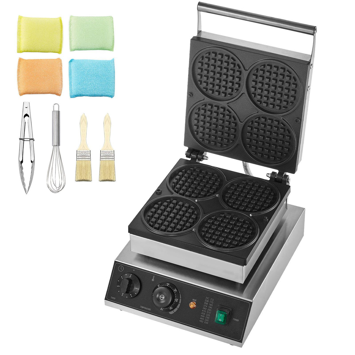 Commercial Waffle Maker with Adjustable Temperature and Even Heating