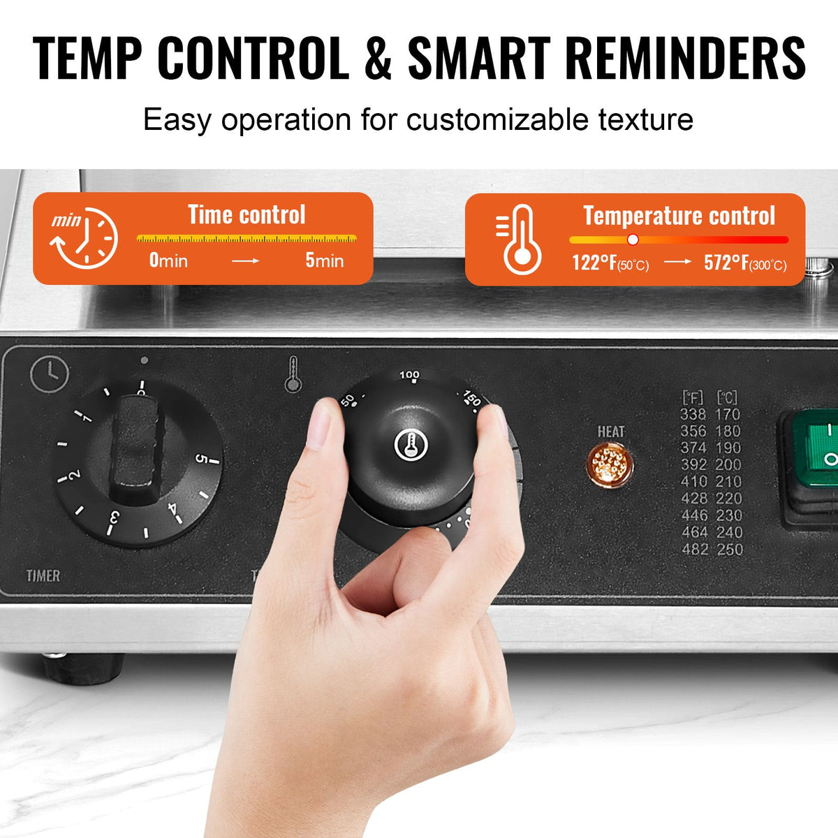 Commercial Waffle Maker with Adjustable Temperature and Even Heating