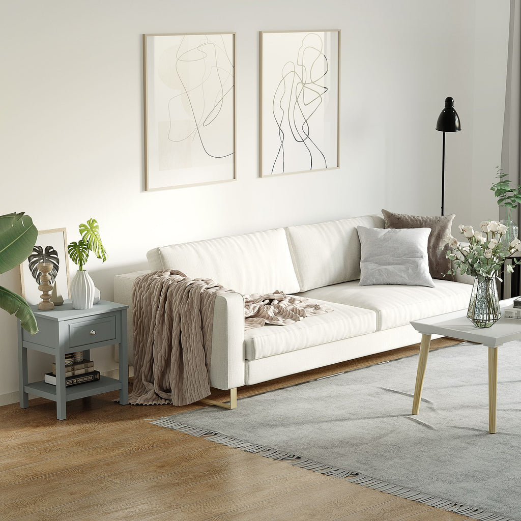 Compact Convenience: Gray End Table with Drawer and Bottom Shelf for Living Spaces