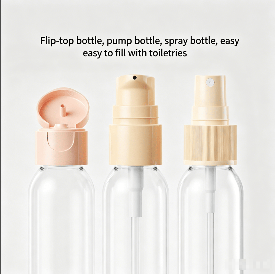 Compact Travel Toiletry Dispensing Bottles