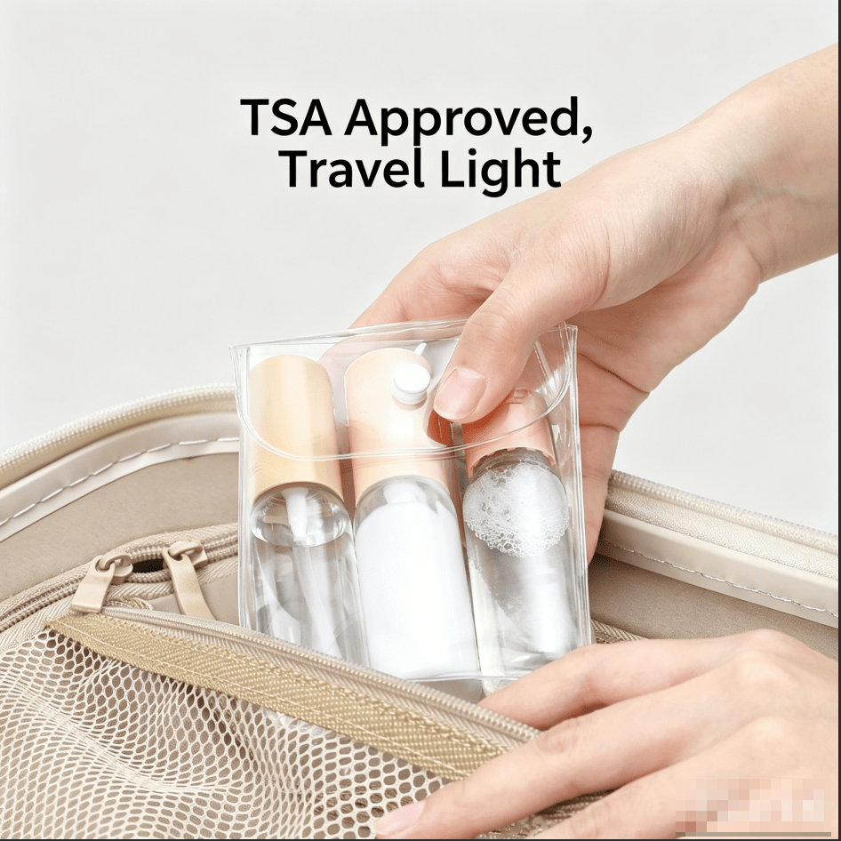 Compact Travel Toiletry Dispensing Bottles