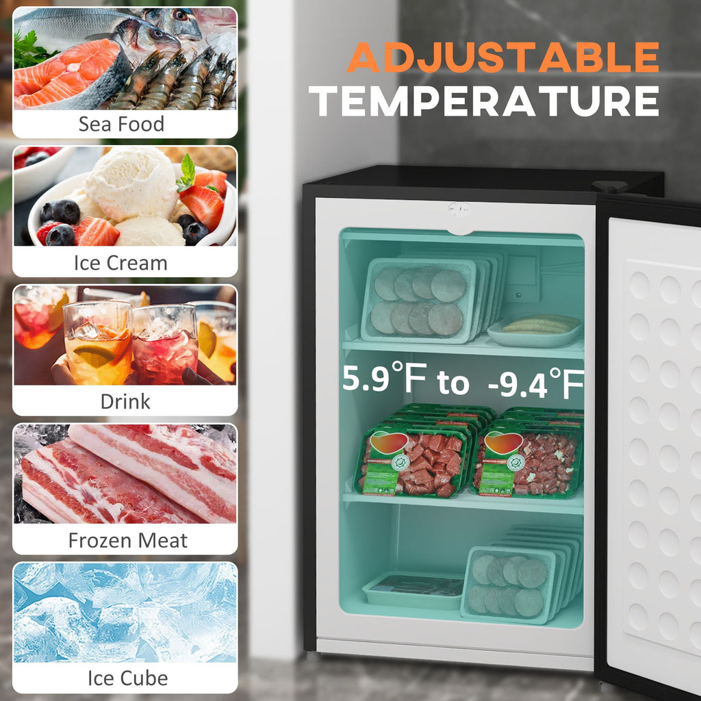 Compact Upright Freezer with Adjustable Thermostat & Reversible Door