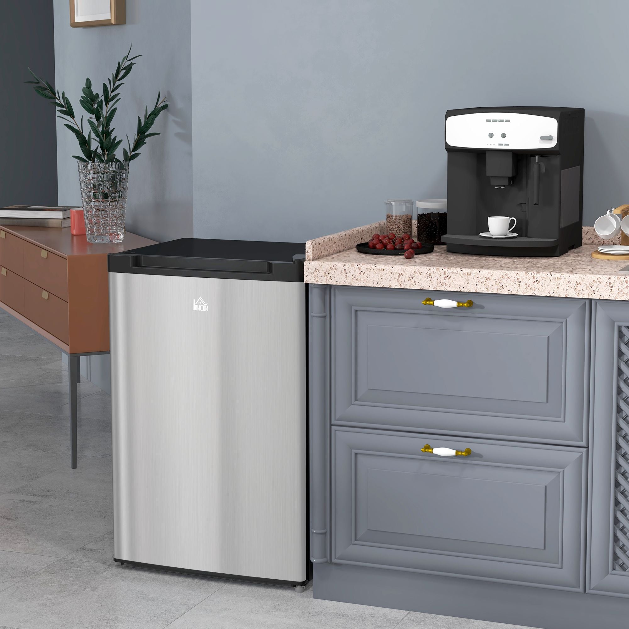 Compact Upright Freezer with Adjustable Thermostat & Reversible Door