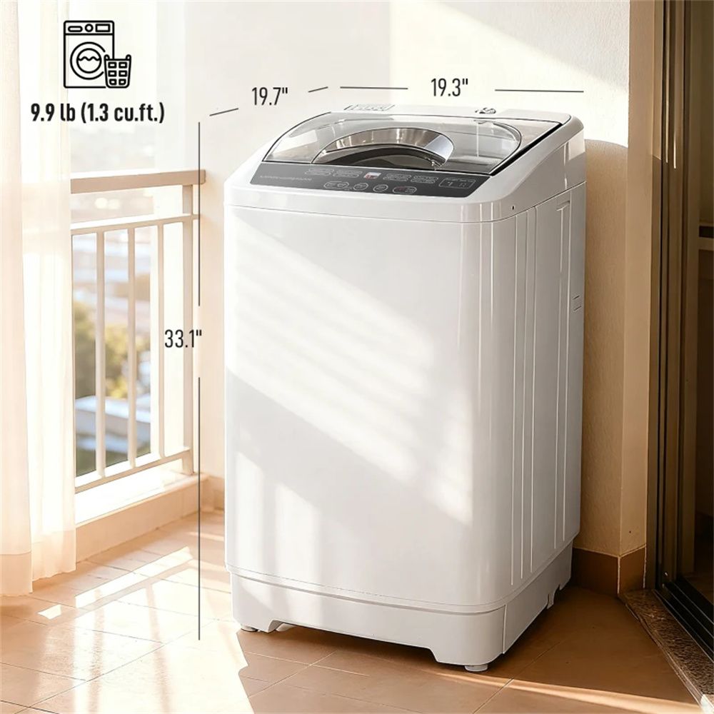 Compact Portable Washing Machine with 8 Programs and Timer