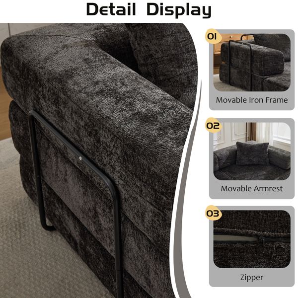 Convertible Floor Sofa Bed – No Assembly Required, Chenille Fabric