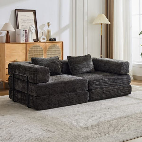 Convertible Floor Sofa Bed – No Assembly Required, Chenille Fabric