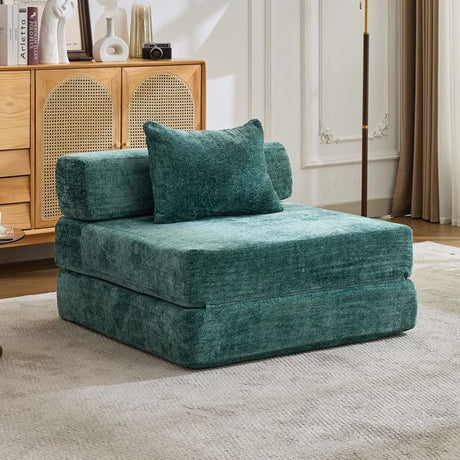 Convertible Floor Sofa Bed with Chenille Fabric, No Assembly Required