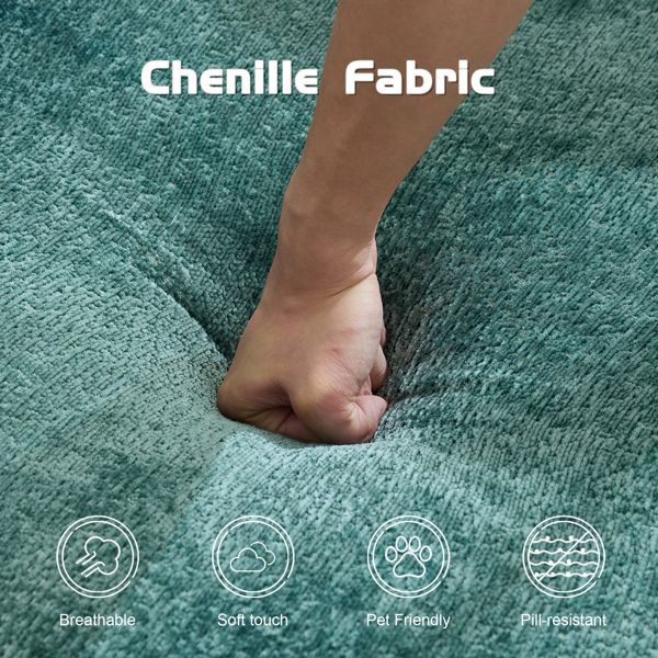 Convertible Floor Sofa Bed with Chenille Fabric, No Assembly Required
