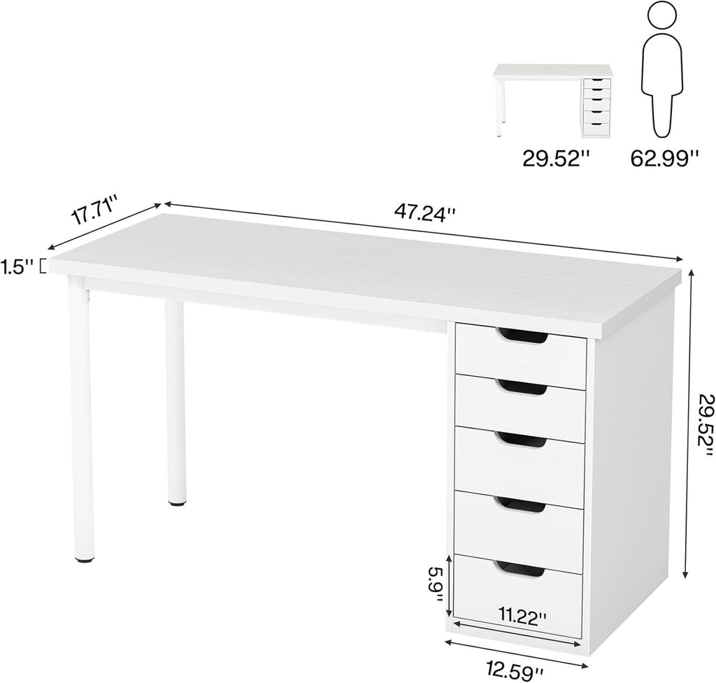Computer Desk with 5 Drawers – Modern Study Table for Home Office