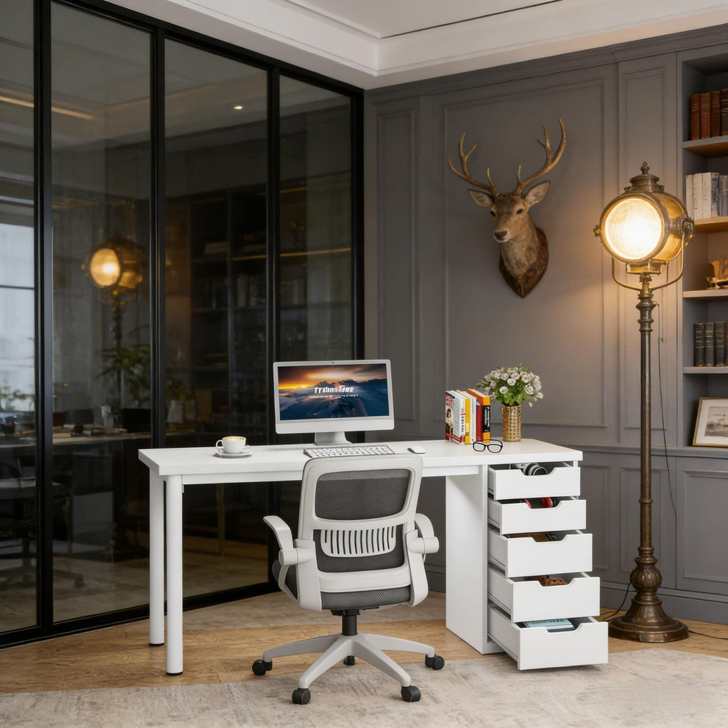 Computer Desk with 5 Drawers – Modern Study Table for Home Office