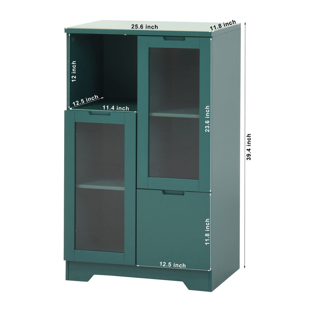 Multipurpose Storage Cabinet with Glass Doors and Adjustable Shelves