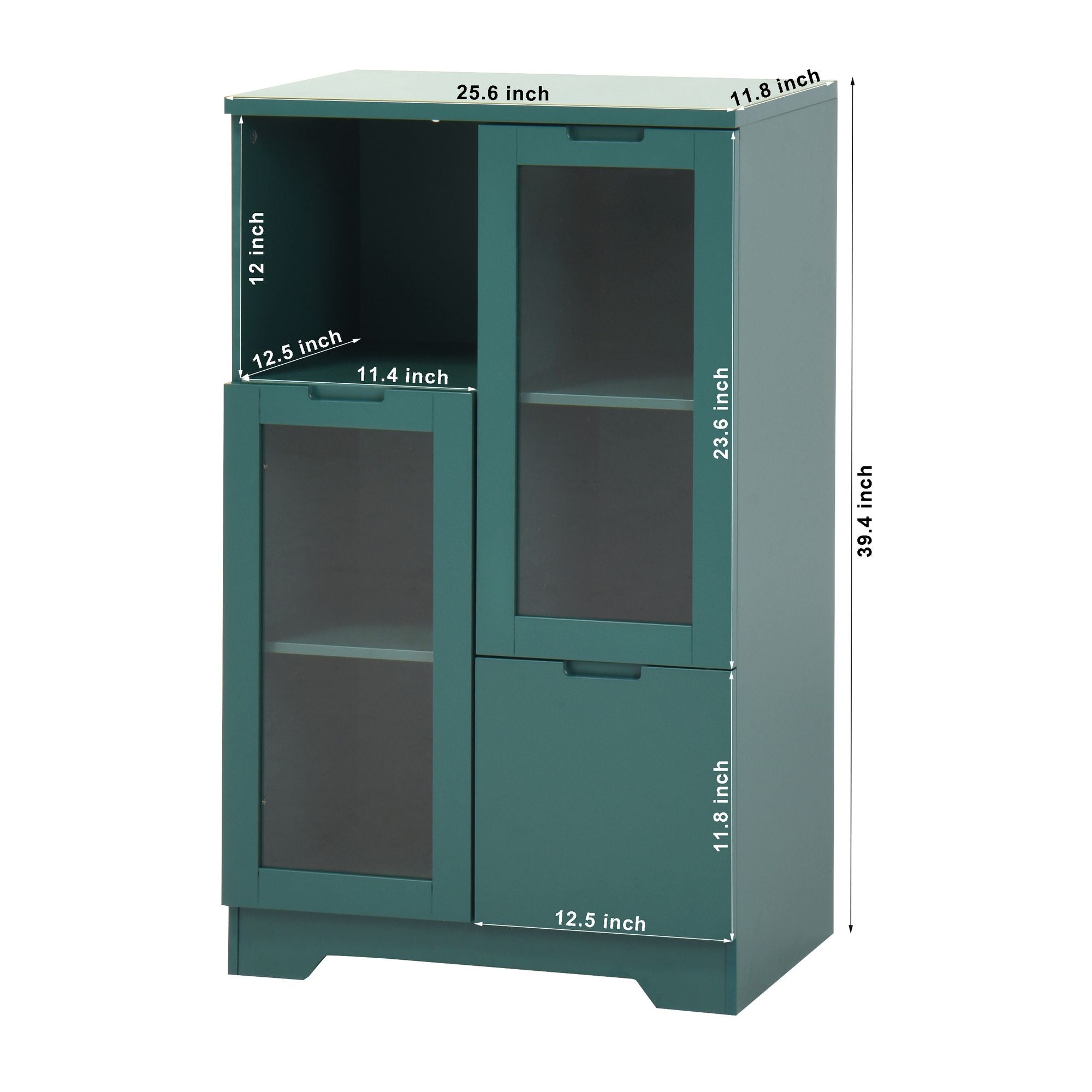 Multipurpose Storage Cabinet with Glass Doors and Adjustable Shelves