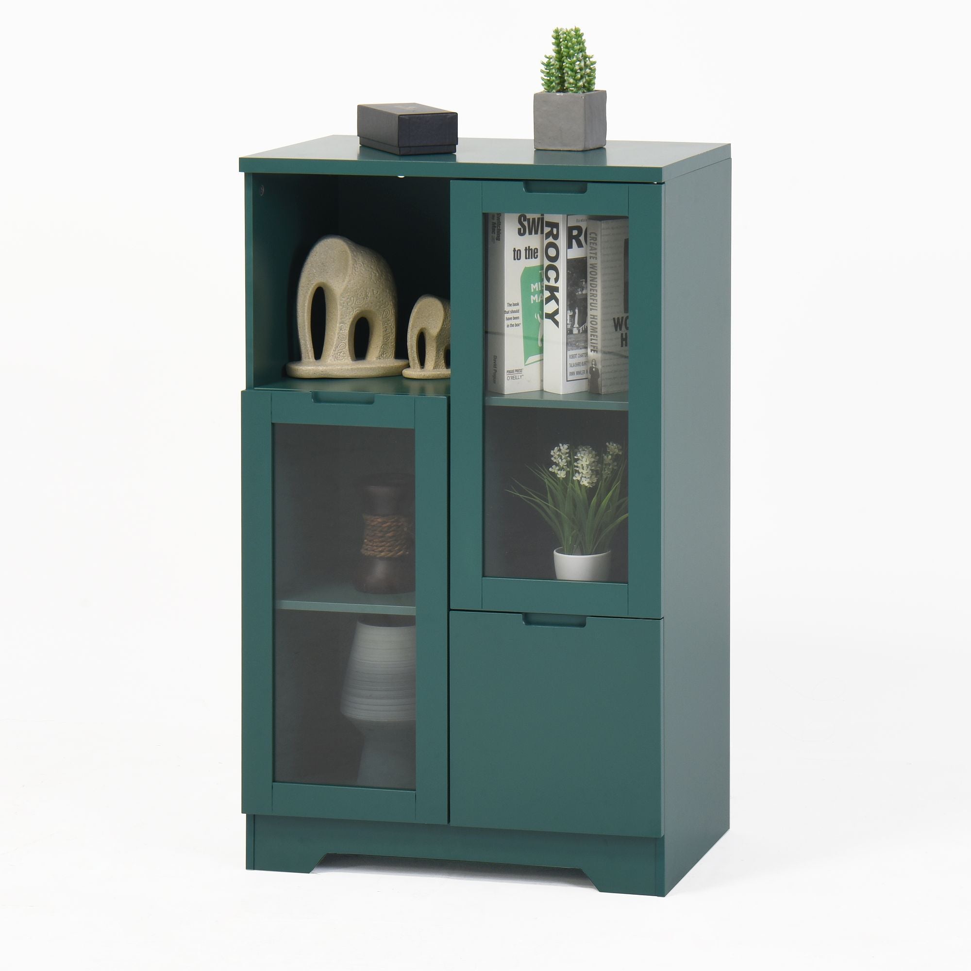 Multipurpose Storage Cabinet with Glass Doors and Adjustable Shelves