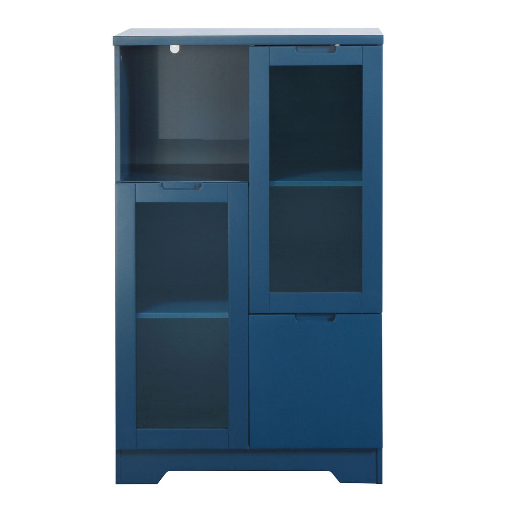 Multipurpose Storage Cabinet with Glass Doors and Adjustable Shelves