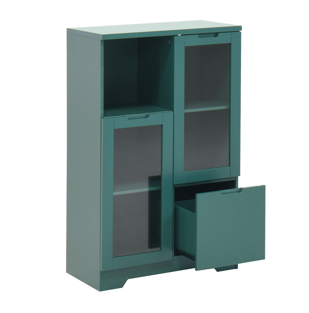 Multipurpose Storage Cabinet with Glass Doors and Adjustable Shelves