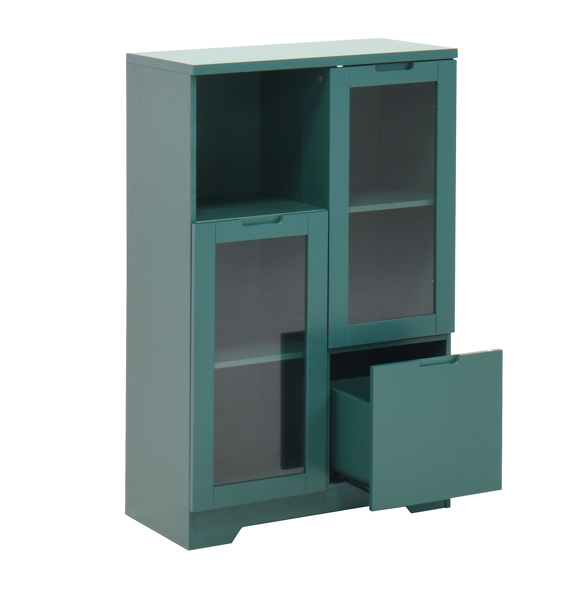 Multipurpose Storage Cabinet with Glass Doors and Adjustable Shelves