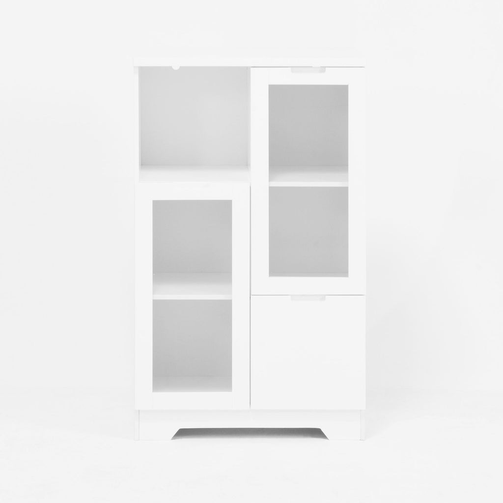 Multipurpose Storage Cabinet with Glass Doors and Adjustable Shelves