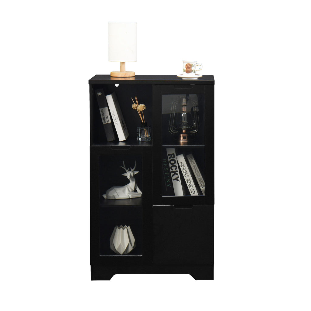 Multipurpose Storage Cabinet with Glass Doors and Adjustable Shelves