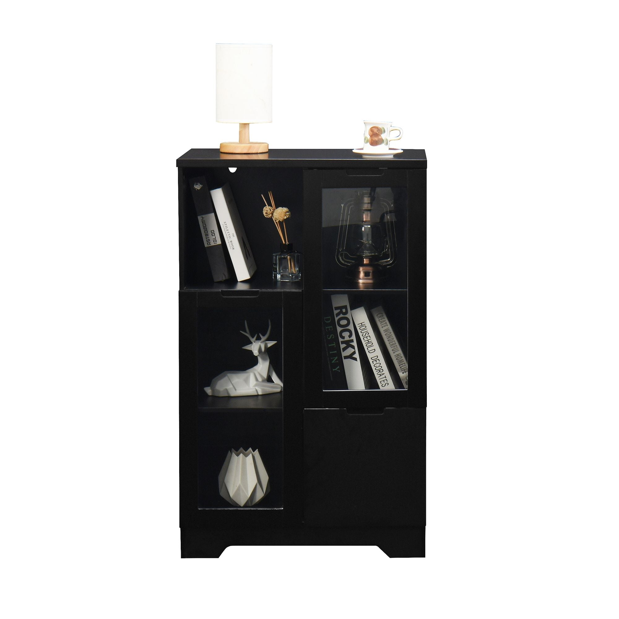Multipurpose Storage Cabinet with Glass Doors and Adjustable Shelves