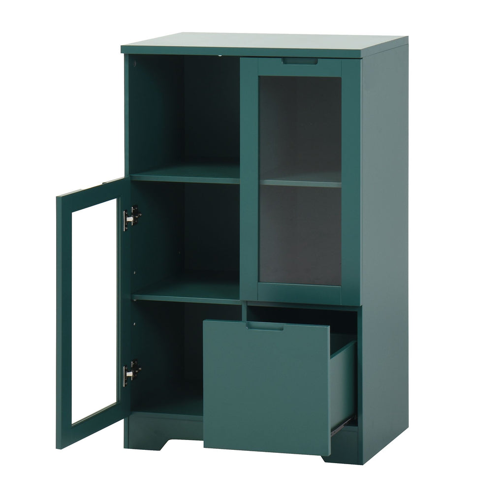 Multipurpose Storage Cabinet with Glass Doors and Adjustable Shelves