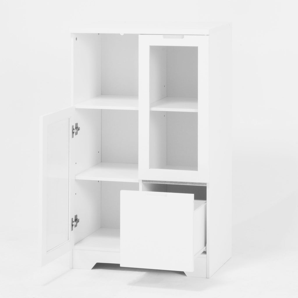 Multipurpose Storage Cabinet with Glass Doors and Adjustable Shelves