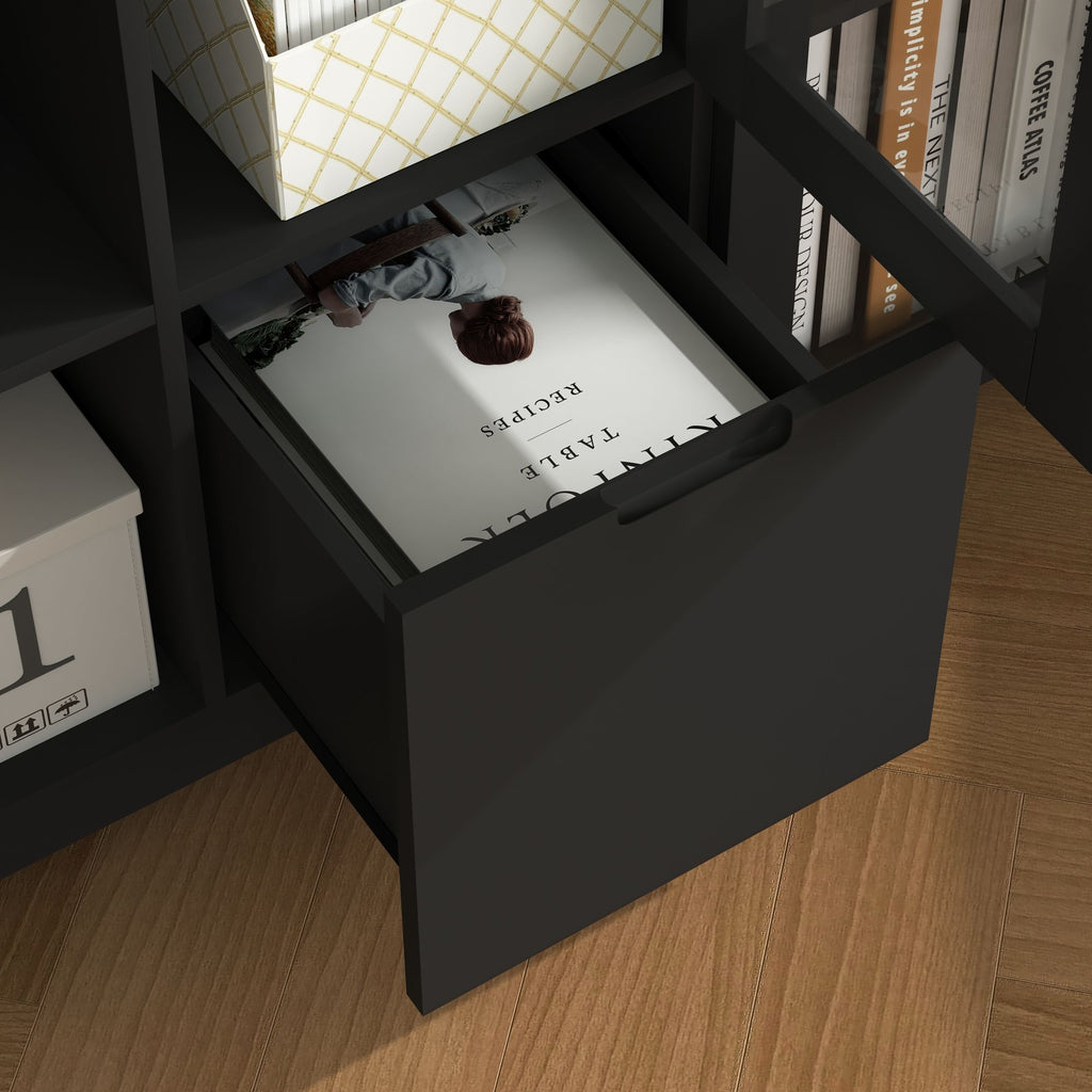 Multipurpose Storage Cabinet with Glass Doors and Adjustable Shelves