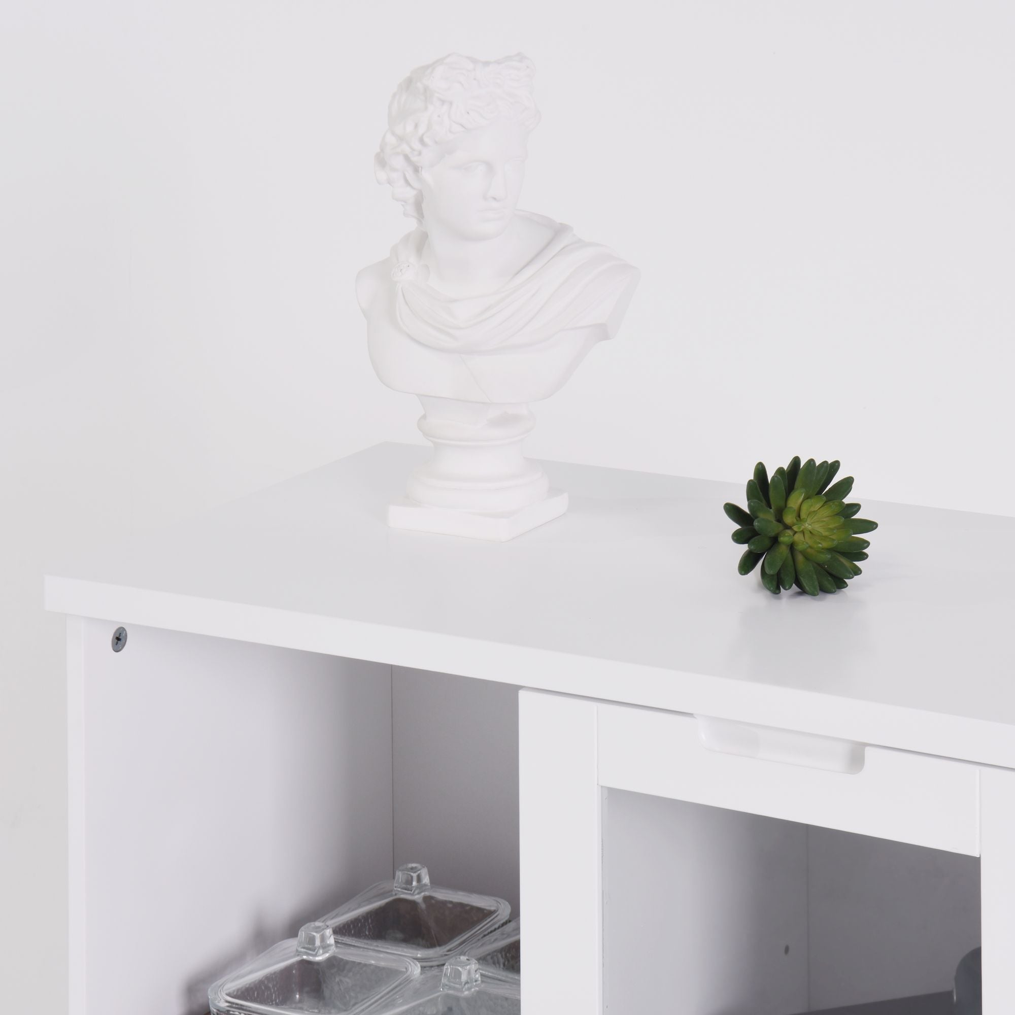Multipurpose Storage Cabinet with Glass Doors and Adjustable Shelves