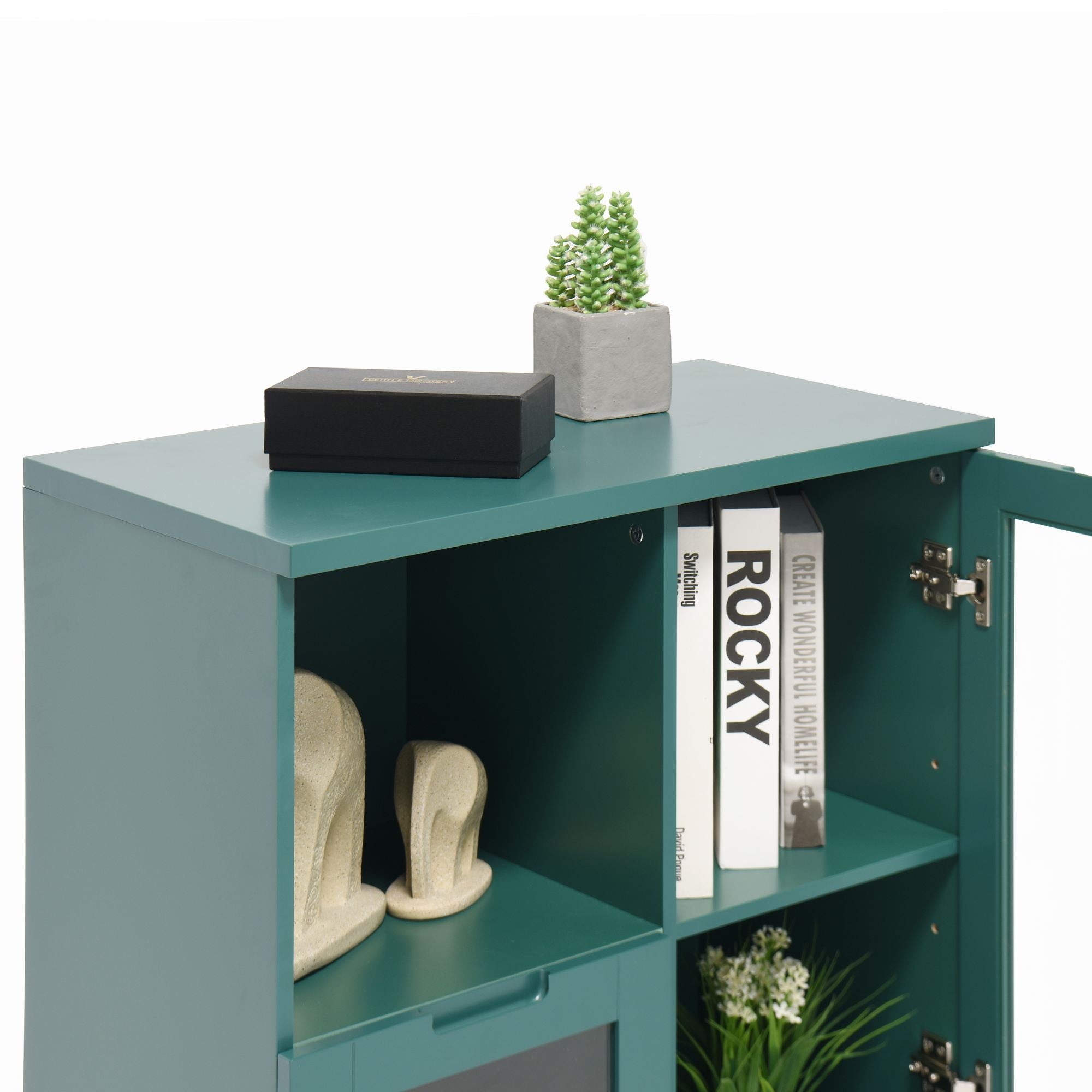 Multipurpose Storage Cabinet with Glass Doors and Adjustable Shelves