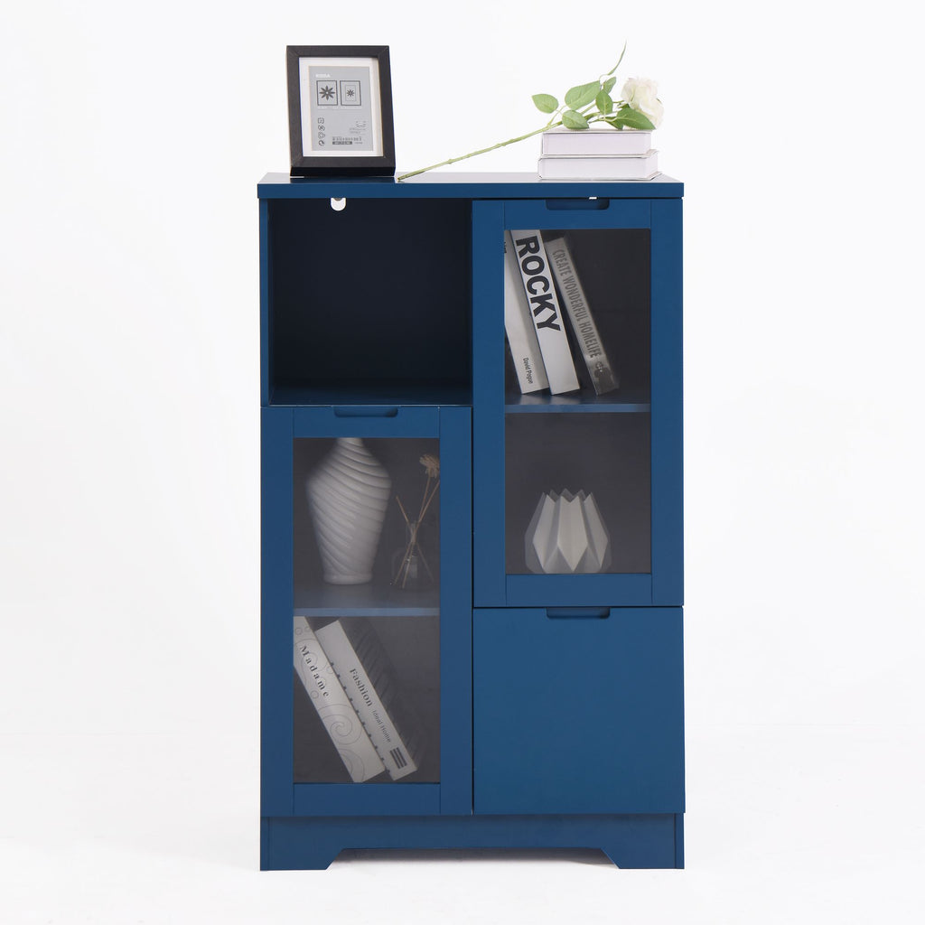 Multipurpose Storage Cabinet with Glass Doors and Adjustable Shelves