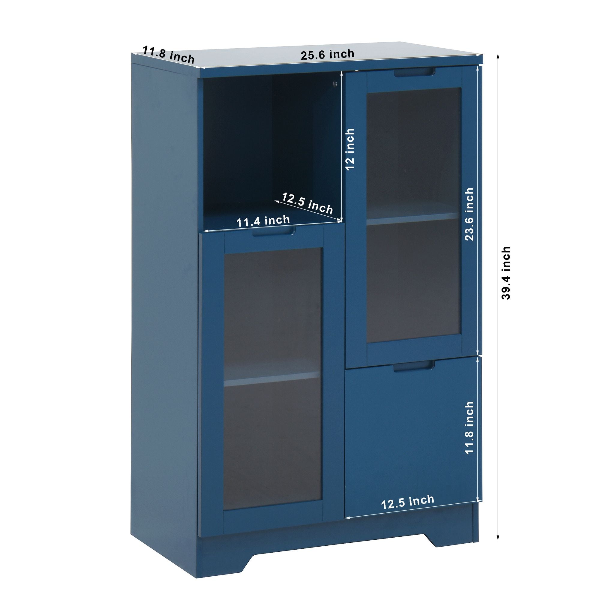 Multipurpose Storage Cabinet with Glass Doors and Adjustable Shelves