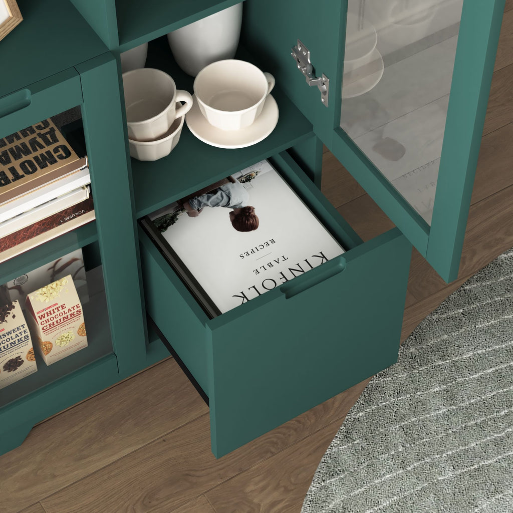 Multipurpose Storage Cabinet with Glass Doors and Adjustable Shelves