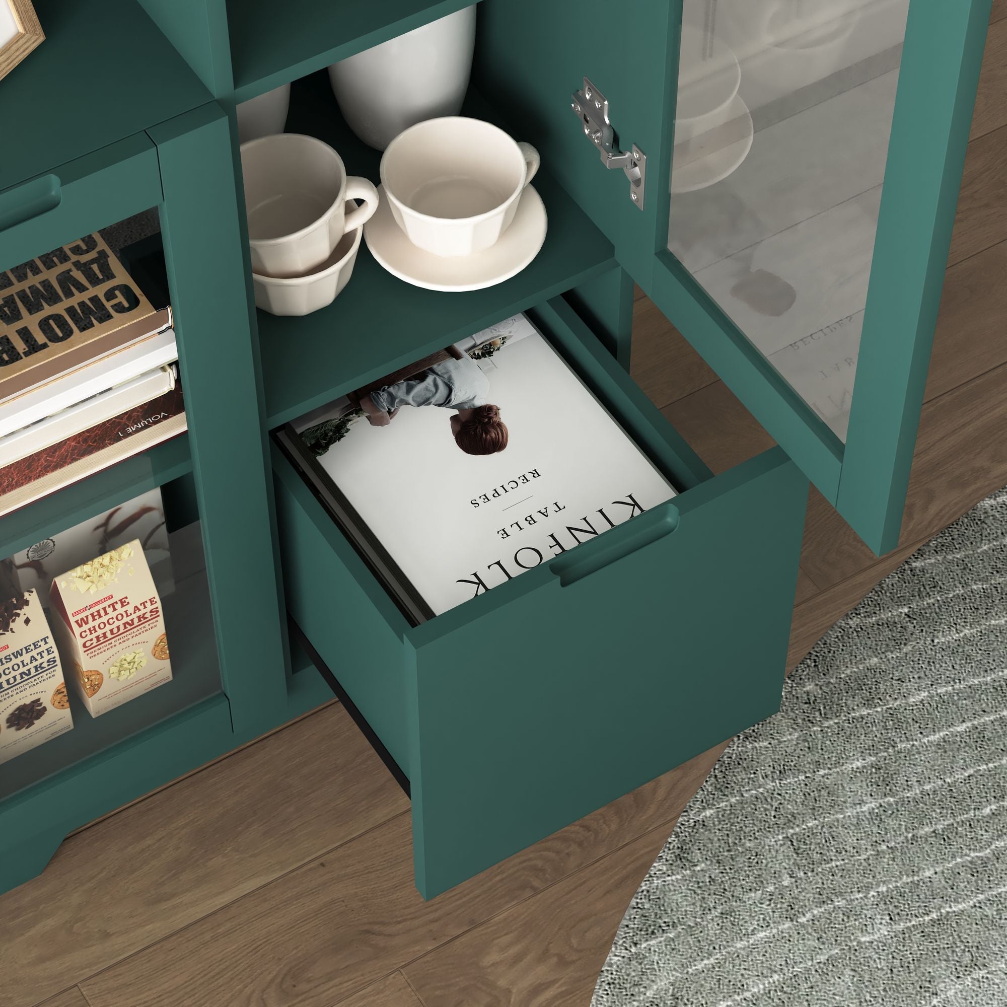 Multipurpose Storage Cabinet with Glass Doors and Adjustable Shelves