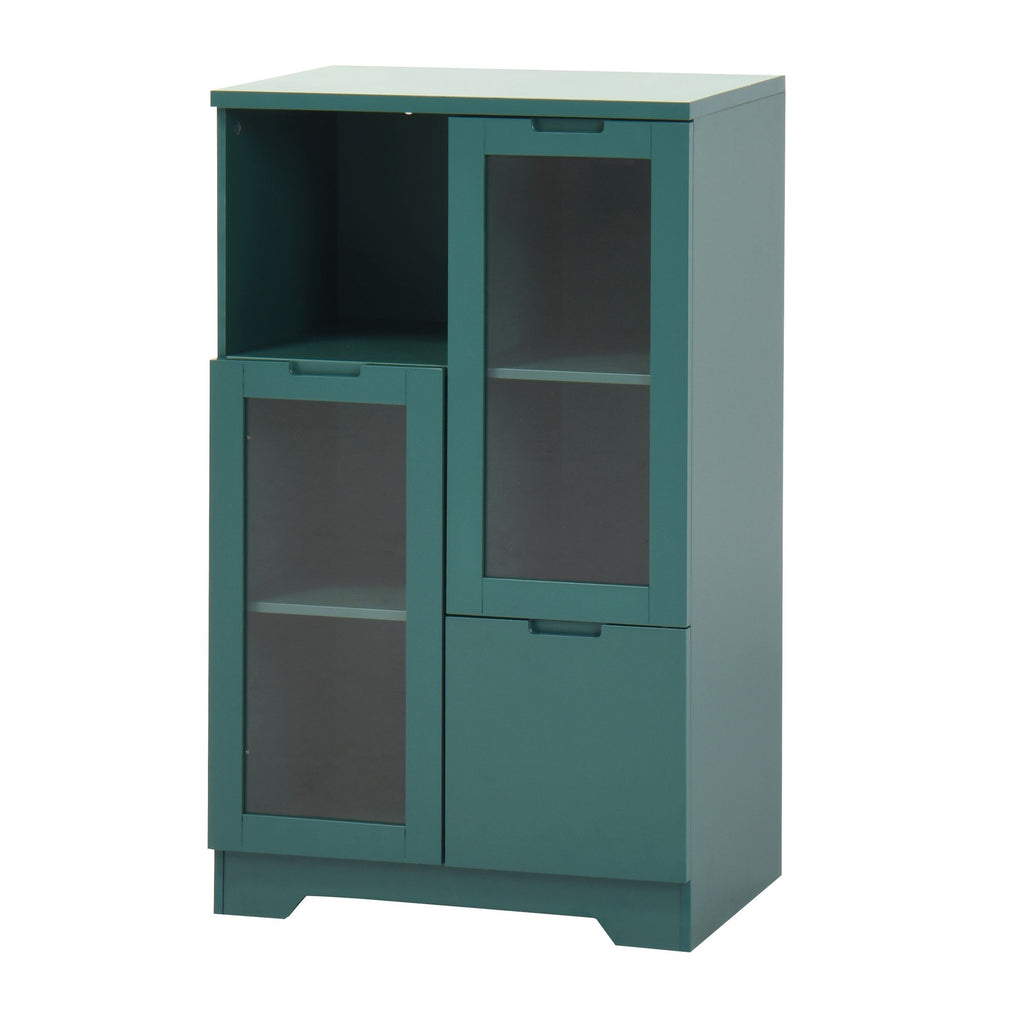 Multipurpose Storage Cabinet with Glass Doors and Adjustable Shelves