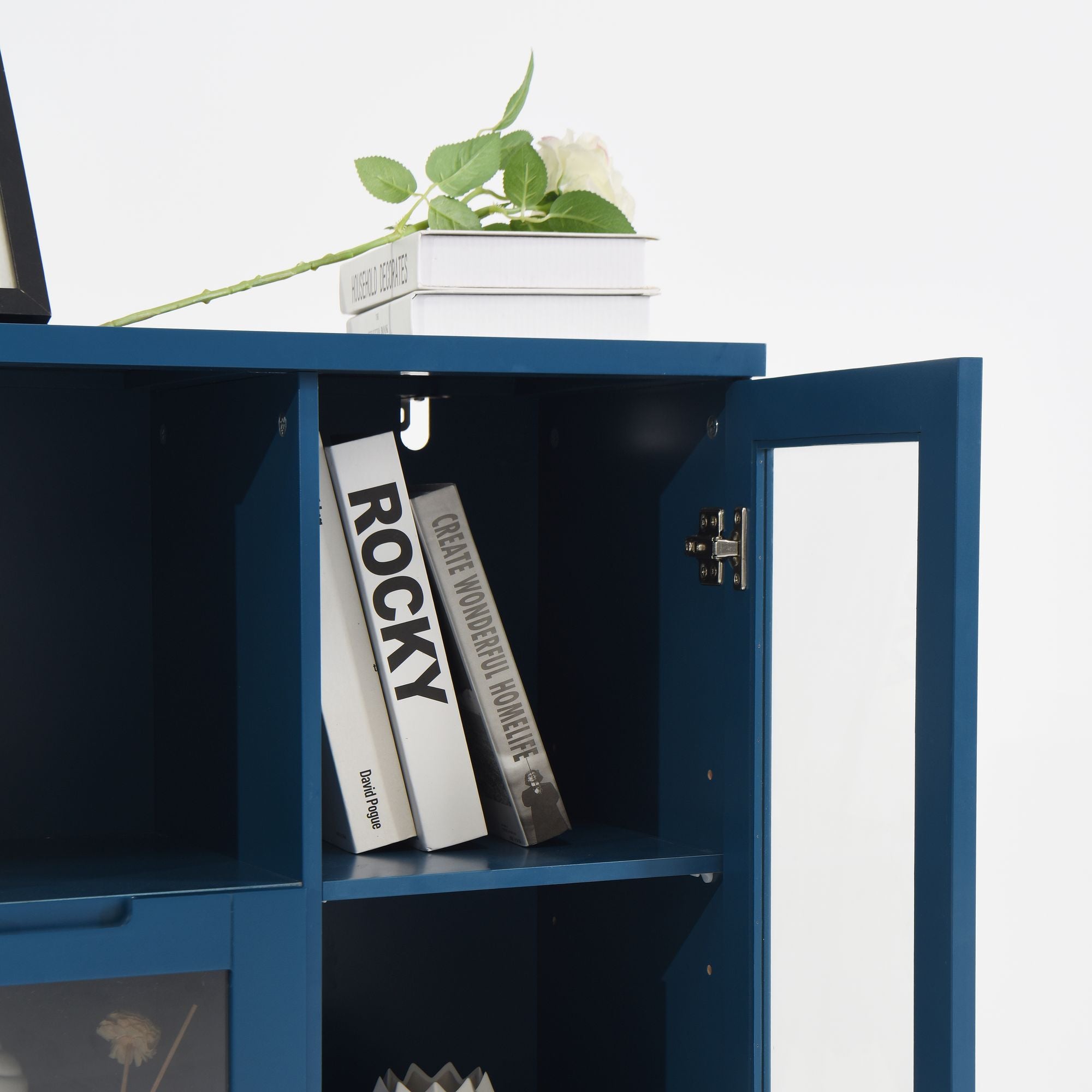 Multipurpose Storage Cabinet with Glass Doors and Adjustable Shelves
