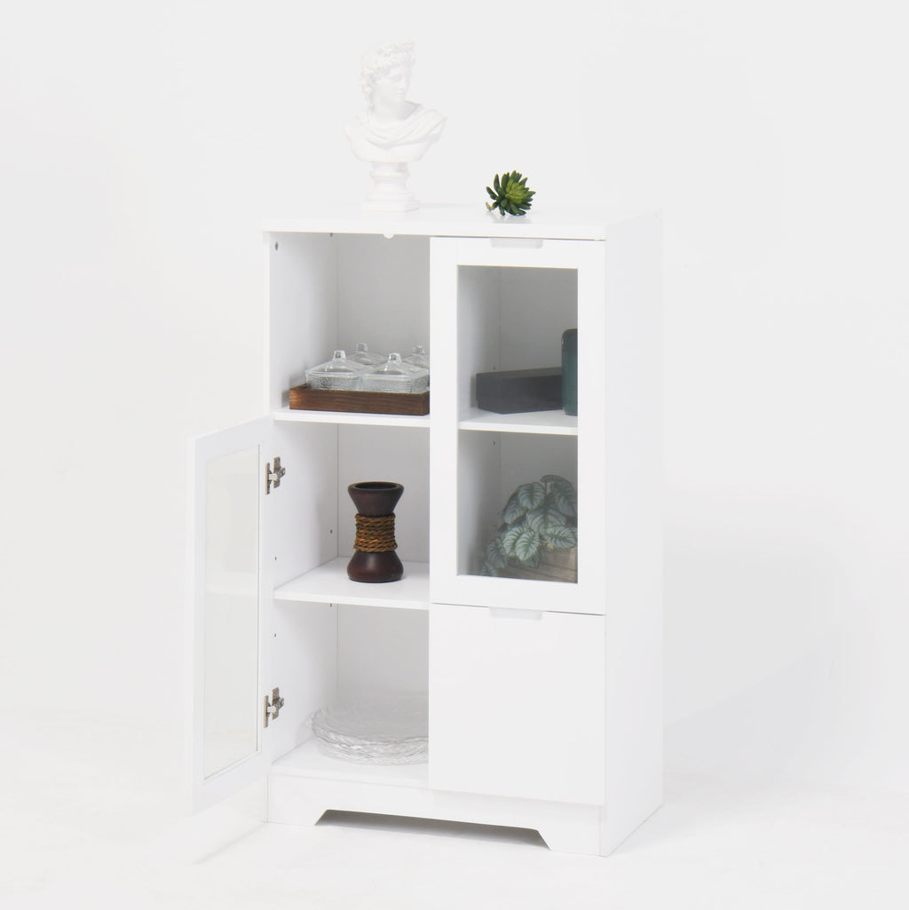 Multipurpose Storage Cabinet with Glass Doors and Adjustable Shelves