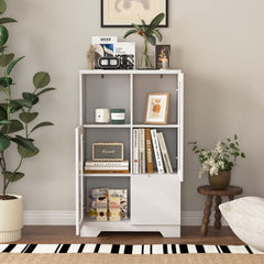 Multipurpose Storage Cabinet with Glass Doors and Adjustable Shelves