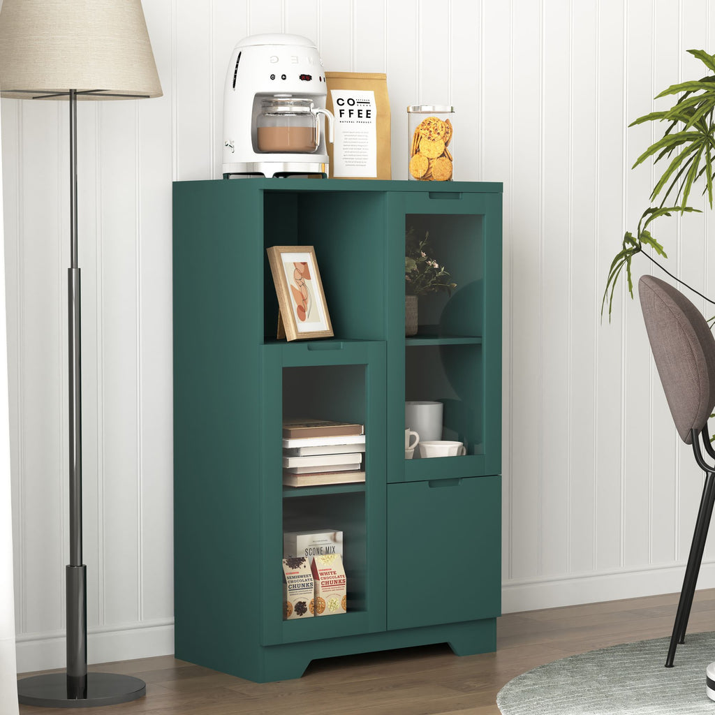 Multipurpose Storage Cabinet with Glass Doors and Adjustable Shelves