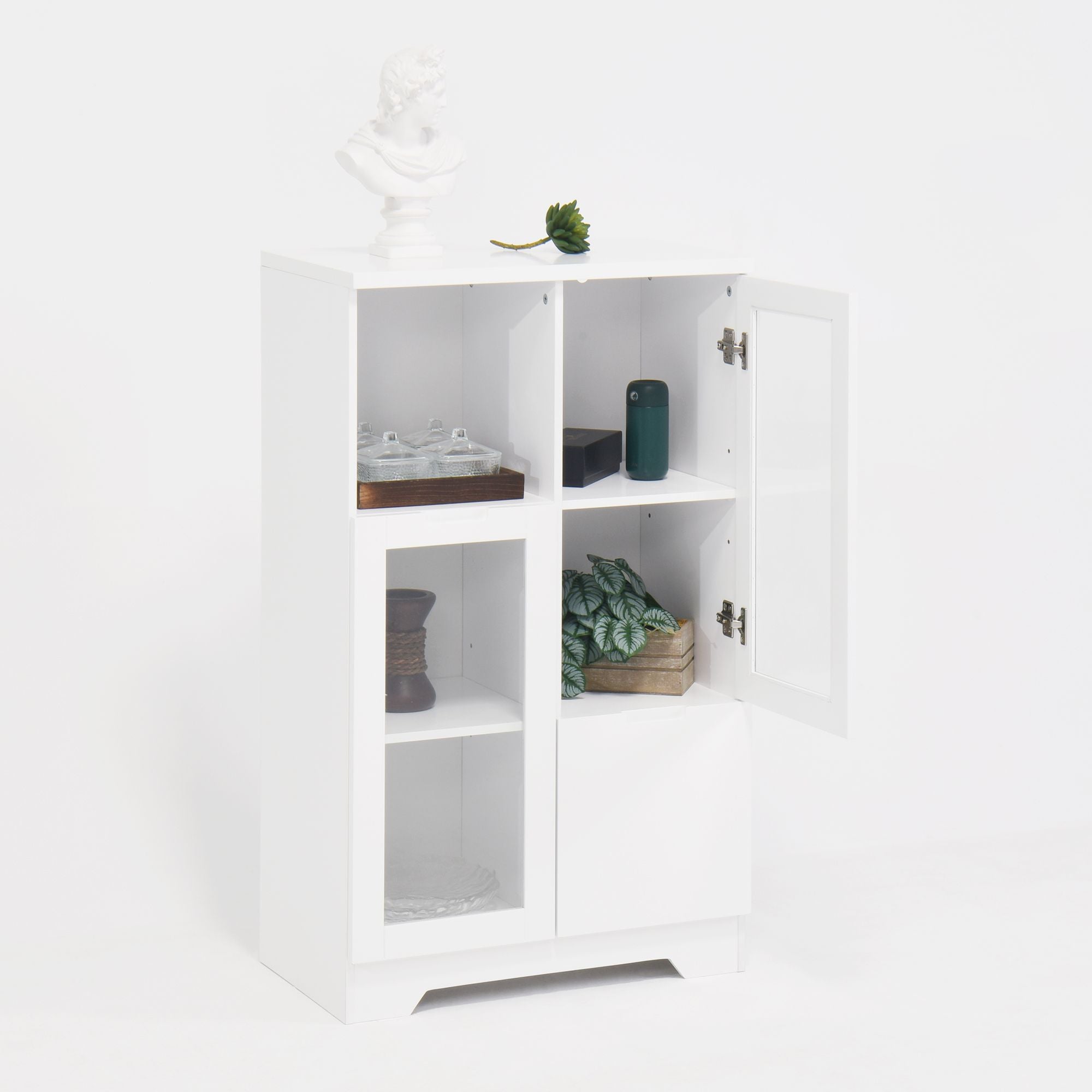 Multipurpose Storage Cabinet with Glass Doors and Adjustable Shelves