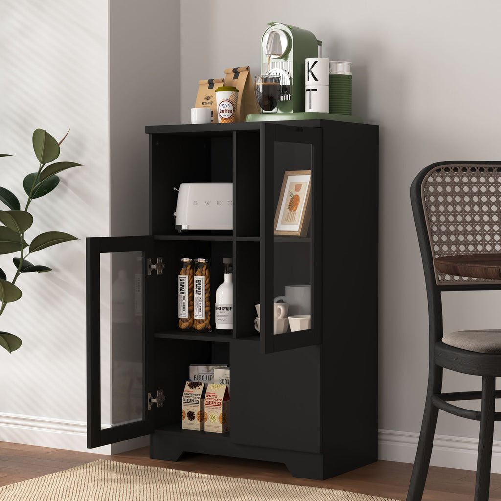 Multipurpose Storage Cabinet with Glass Doors and Adjustable Shelves