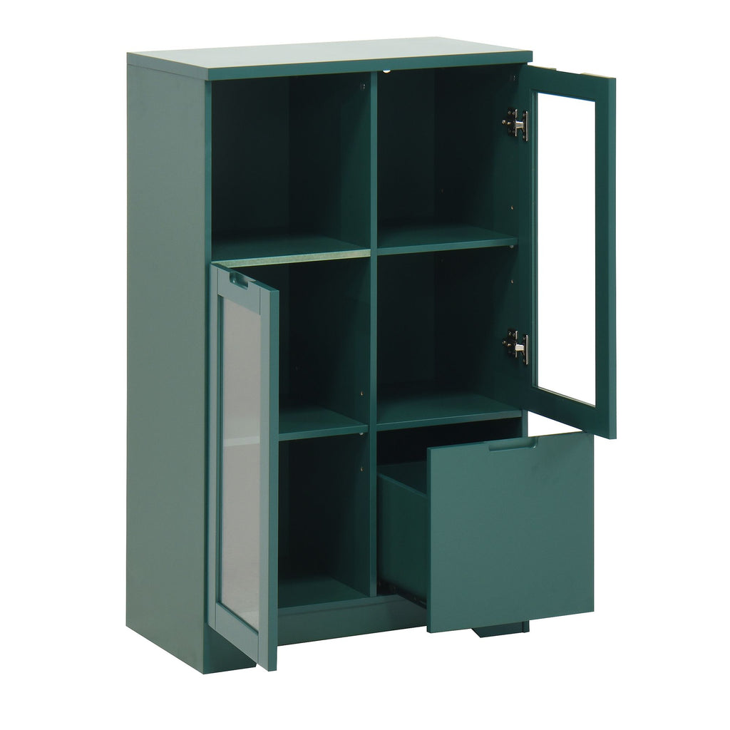 Multipurpose Storage Cabinet with Glass Doors and Adjustable Shelves