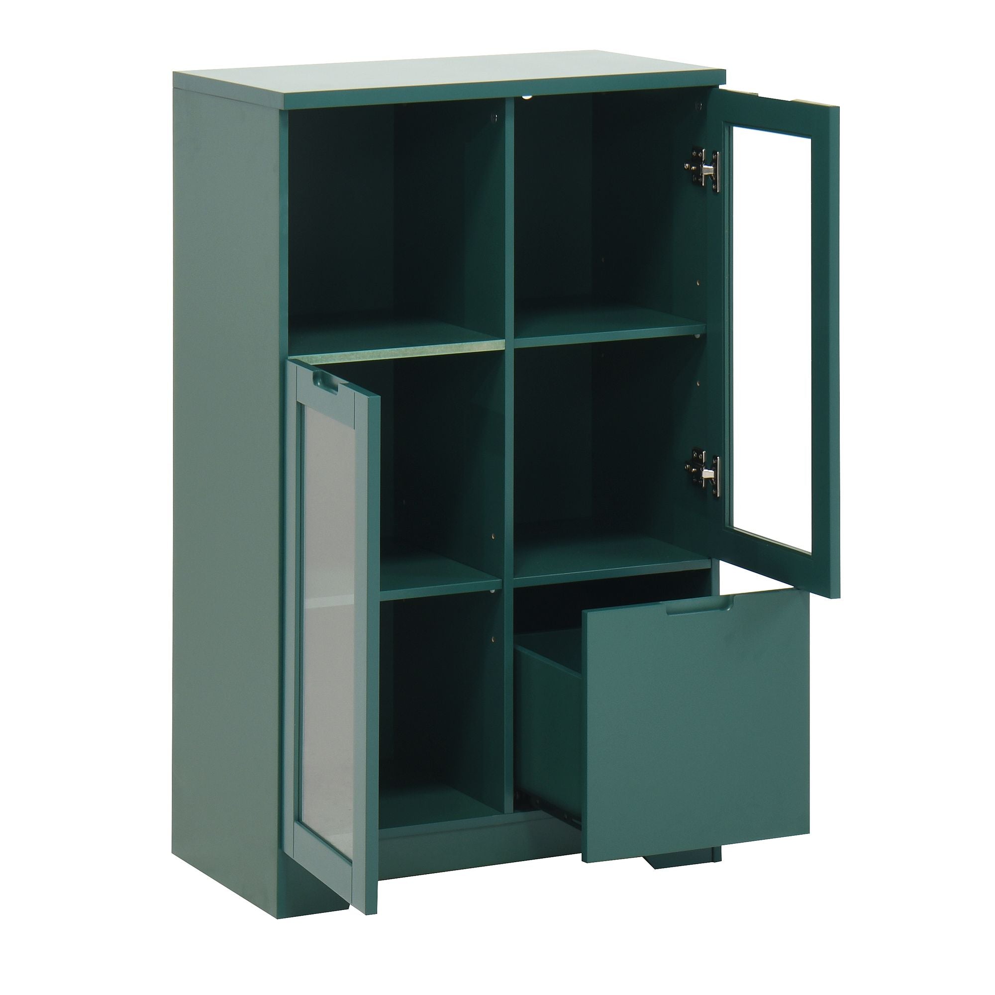 Multipurpose Storage Cabinet with Glass Doors and Adjustable Shelves